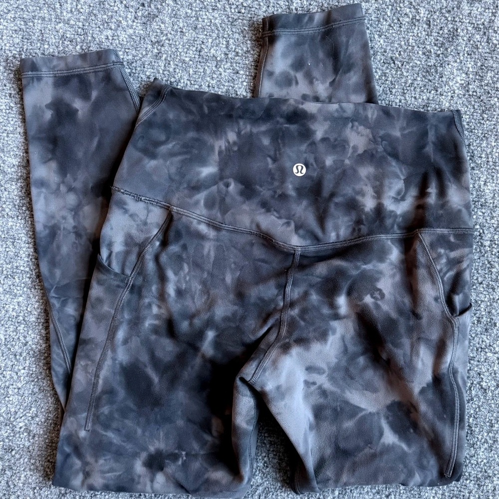 Lululemon 8 Align High Rise Leggings Pockets 25" Black Grey Yoga Workout Gym